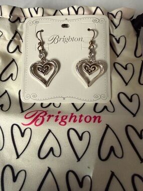 Brighton Silver Double Heart Drop Earrings